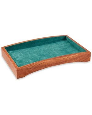 Bey-berk Wooden Valet Tray With Felt-lined Interior - Green