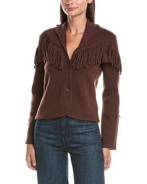 Hannah Rose Merino Wool Fringe Blazer - Brown