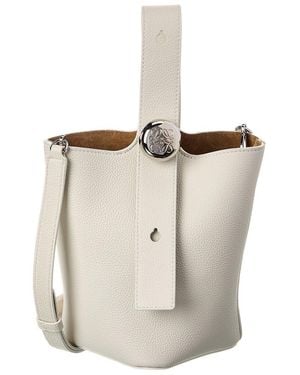Loewe Pebble Mini Leather Bucket Bag - White
