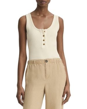 Vince Rib Henley Tank - Natural