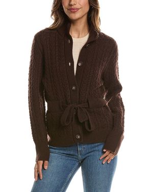 Forte Military Cable Wool & Cashmere-Blend Cardigan - Brown