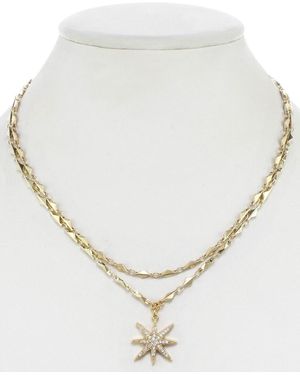 Rachel Reinhardt Jewelry 14k Plated Cz Layered Star Necklace - Natural