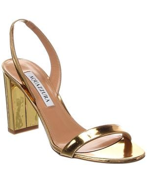 Aquazzura So Nude Block 85 Leather Slingback Sandal - Metallic