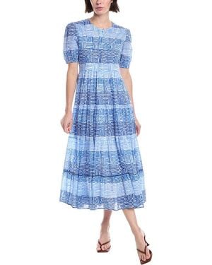 Ro's Garden Printed Midi Dress - Blue