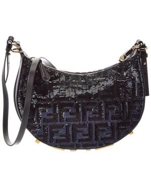 Fendi Graphy Small Leather Hobo Bag - Grey