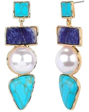 Liv Oliver 18k 65.00 Ct. Tw. Turquoise Drop Earrings - Blue