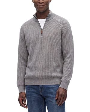 Forte Cashmere 100% Cashmere Mock Neck 1/4-Zip 100% Cashmere Jumper - Grey