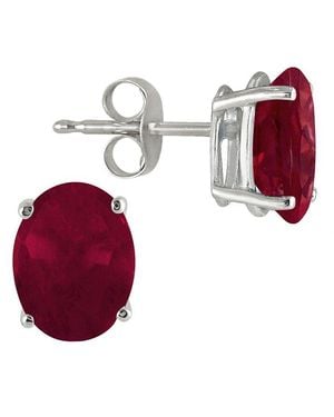 Gemstones Silver 0.60 Ct. Tw. Ruby Earrings - Red