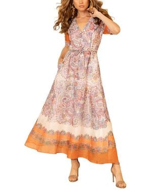 Hale Bob Aubrie Silk & Linen Maxi Dress - Orange