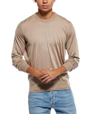 Brunello Cucinelli Cashmere & Silk-Blend Crewneck Jumper - Natural