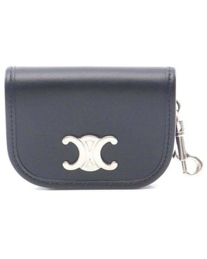 Celine Leather Keyring Nano Buzz Trionf Keychain (authentic Pre-loved) - Gray