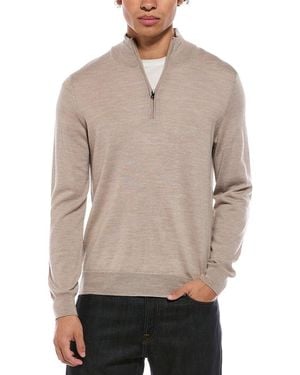Bruno Magli Merino Wool-Blend Blend Zip Mock Neck Jumper - Grey