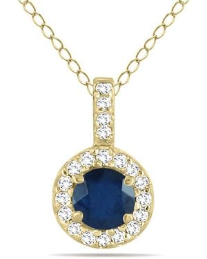 Gem Spark 14k 0.55 Ct. Tw. Diamond & Sapphire Necklace - Blue