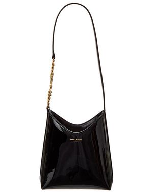 Saint Laurent Patent Leather Mini Hobo Bag - Black