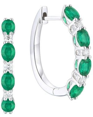 Gregg Ruth 14K 1.44 Ct. Tw. Diamond & Emerald Huggie Earring - Green
