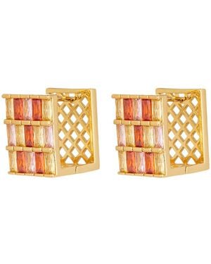 Eye Candy LA The Luxe Collection Cz Aurora Cube Earrings - Orange