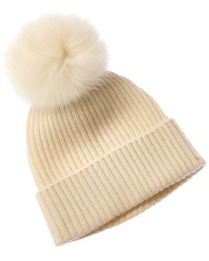 Hannah Rose Ribbed Cashmere Hat - Natural