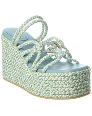 Gucci Interlocking G Rope Wedge Sandal - Blue