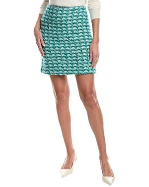St. John Tweed Wool-Blend Skirt - Green