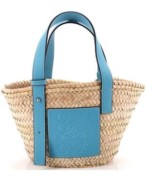 Loewe Raffia Basket Tote Small (Authentic Pre-Loved) - Blue