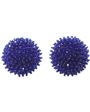 Carolina Herrera Cz Beaded Ball Dome Earrings - Blue
