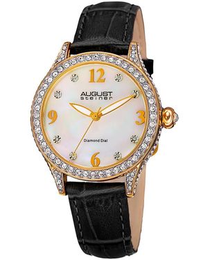 August Steiner Genuine Leather Watch - Gray