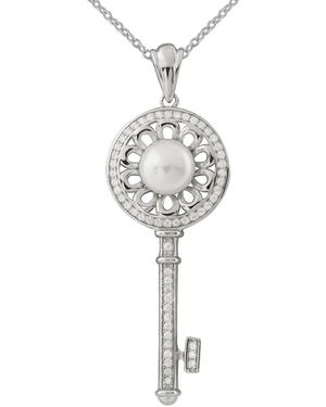 Splendid 7Mm Pearl Cz Pendant - White
