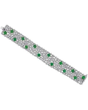 Lab Grown Gemstones Created Forever 18K 19.73 Ct. Tw. Lab-Grown Diamond & Emerald Statement Bracelet - Green