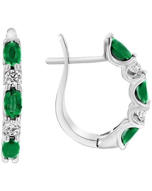 Diana M. Jewels Fine Jewellery 14k 2.00 Ct. Tw. Diamond & Emerald Hoops - Green