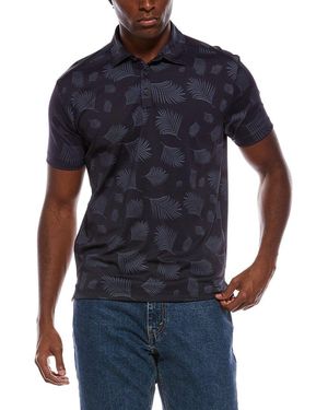 Vintage 1946 Two Tone Floral Printed Pique Polo Shirt - Blue