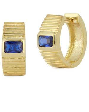 Chloe and Madison 14k Over Silver Cz Huggie Earrings - Blue