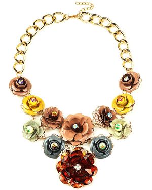 Eye Candy LA Botanical Bib Necklace - Metallic
