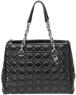 Dior Black Cannage Lambskin Leather Soft Shopping Tote (authentic Pre-loved)