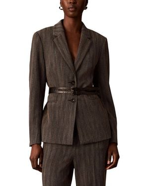 Calvin Klein Two Button Belted Notch Collar Jacket - Brown