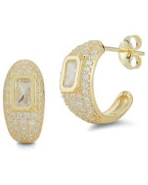 Chloe and Madison 14k Over Silver Cz Hoops - White