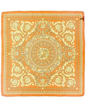 Versace Barocco Print Silk Scarf - Metallic