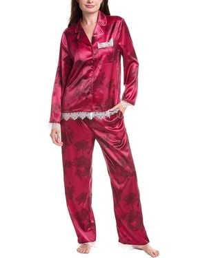 Rachel Parcell 2Pc Satin Pyjama Set - Red