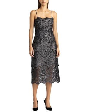 Zac Posen Tiered Floral Lace Dress - Black