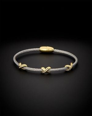 Juvell 18k Plated Cz Twisted Mesh Bangle Bracelet - Black