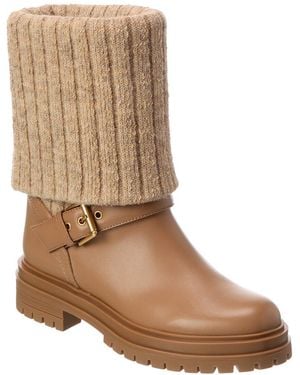 Gianvito Rossi Thurso 20 Knit & Leather Boot - Brown