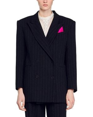 Sandro Gala Linen-Blend Blazer - Blue
