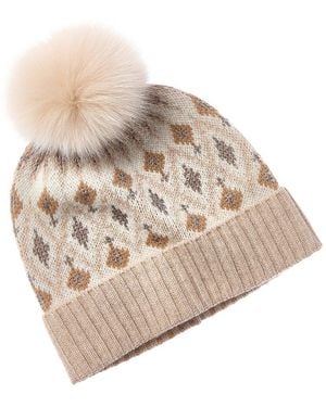 Sofiacashmere Sofiacashmere Lurex Fairisle Wool & Cashmere-Blend Hat - Gray