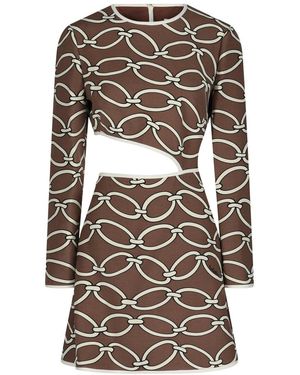 Valentino Chain Print Cutout Mini Dress - Brown
