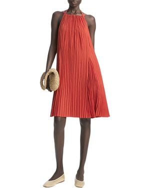 Vince Pleated A-Line Pintuck Dress - Red