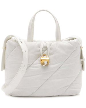 Off-White c/o Virgil Abloh Off- Leather Nailed Zipped Tote (Authentic Pre-Loved) - White