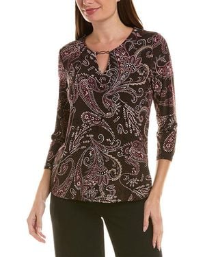 Jones New York Buckle Trim Top - Brown