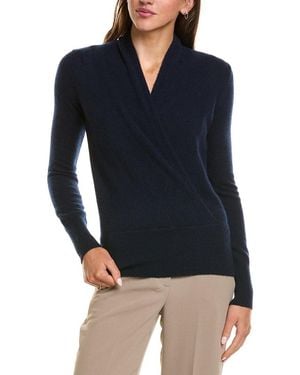 Sofiacashmere Modern Faux Wrap 100% Cashmere Sweater - Blue