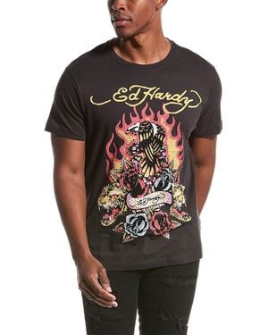 Ed Hardy Rhinestone Fire Bird T-shirt - Black
