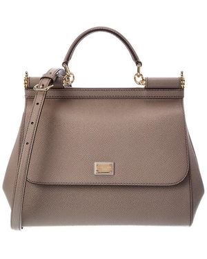 Dolce & Gabbana Sicily Large Leather Satchel - Brown