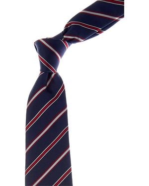 Canali Diagonal Stripe Silk Tie - Blue